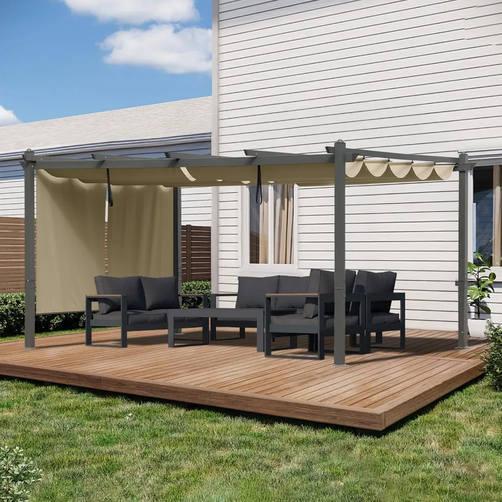 12x14 FT Outdoor Pergola - Retractable Shade Canopy with Aluminum Frame & Roller Shade Curtains for Patio, Backyard, or Deck, K
12x14 FT Outdoor Pergola - Retractable Shade Canopy with Aluminum Frame & Roller Shade Curtains for Patio, Backyard, or Deck, K