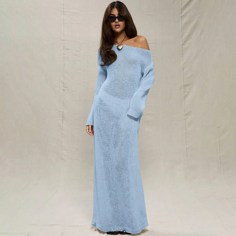 Sexy Long Knit Dress For Women Long Sleeve Off Shoulder Hollow Out Crochet Sweater Wedding Guest Dresses Fall 2024 Woman
Sexy Long Knit Dress For Women Long Sleeve Off Shoulder Hollow Out Crochet Sweater Wedding Guest Dresses Fall 2024 Woman