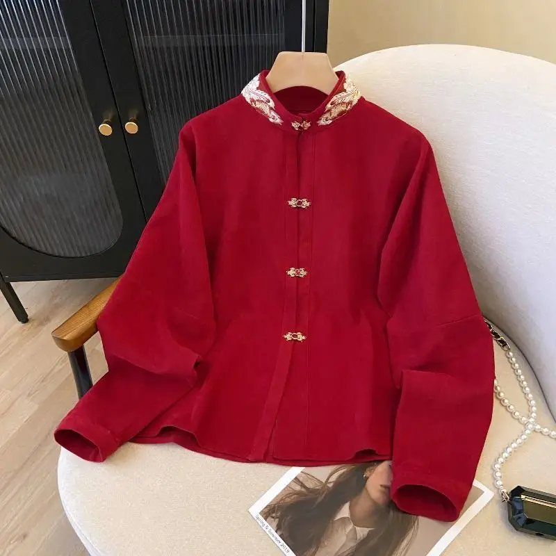 Women's Jackets Woman Clothing Embroidered Spring and Autumn inside the National Wind Coat Women's Luxury High-grade Red Coat
Women's Jackets Woman Clothing Embroidered Spring and Autumn inside the National Wind Coat Women's Luxury High-grade Red Coat