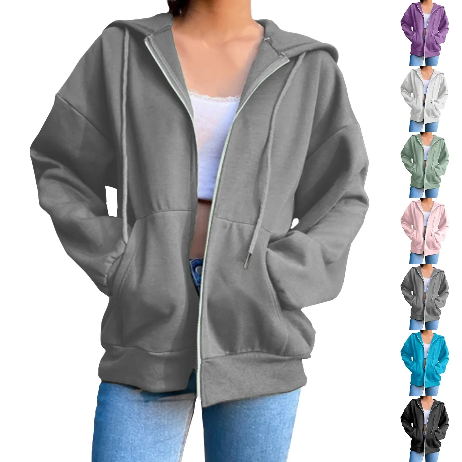 2025 Women New Loose Hoodies Fashion Long Sleeve Zipper Hooded Sweatshirt Hot Sale Casual Autumn Winter Sportwear Solid Clothes
2025 Women New Loose Hoodies Fashion Long Sleeve Zipper Hooded Sweatshirt Hot Sale Casual Autumn Winter Sportwear Solid Clothes
