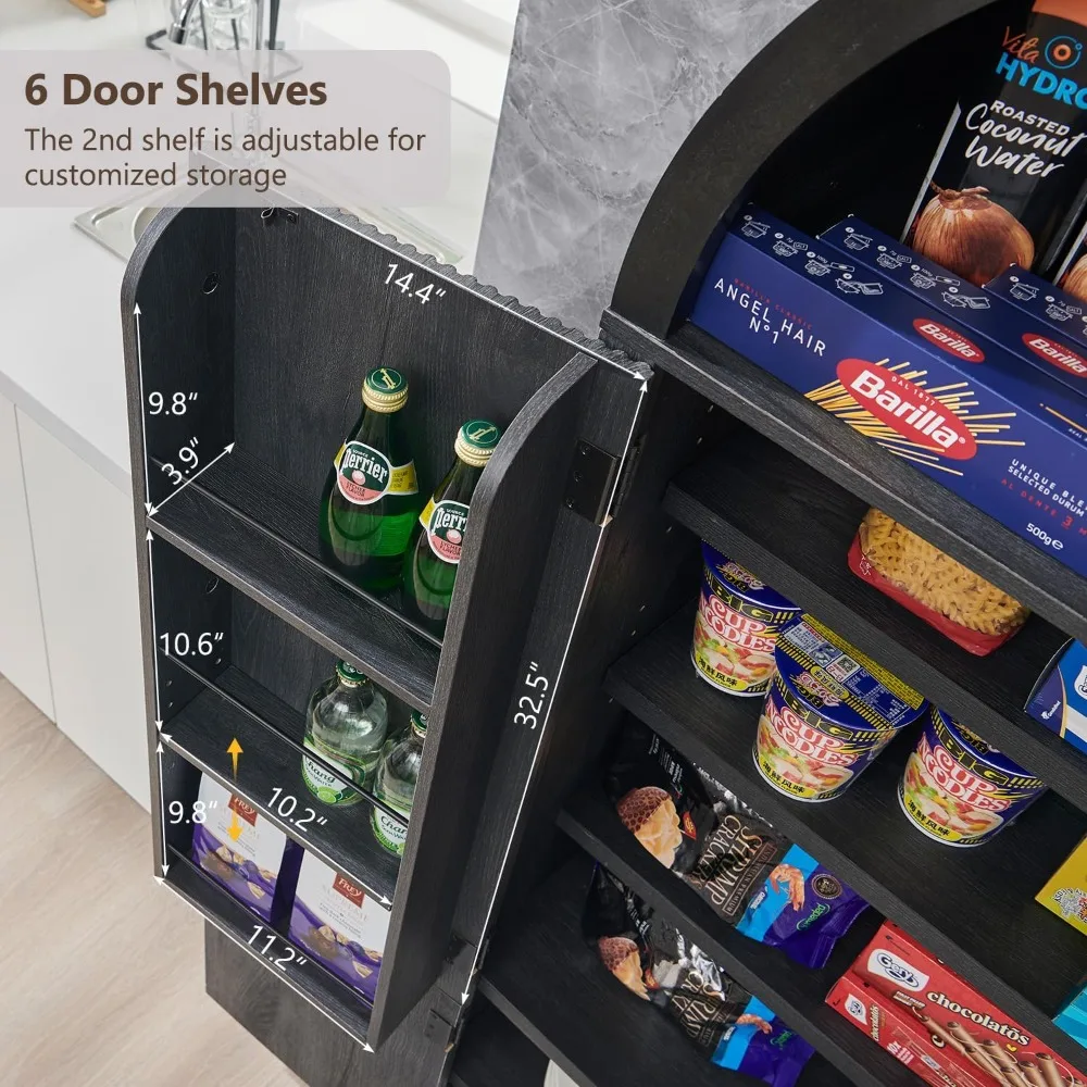71" Tall Arched Kitchen Pantry, Modern Fluted Wood Storage Cabinet with Doors, 3 Adjustable Shelves, 6 Door, Customized
71" Tall Arched Kitchen Pantry, Modern Fluted Wood Storage Cabinet with Doors, 3 Adjustable Shelves, 6 Door, Customized
