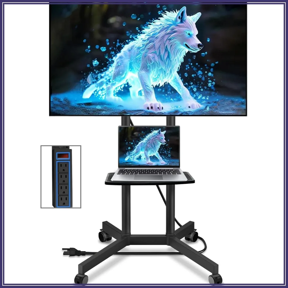 Rolling TV Stand with Power Outlet for 32-75" TVs, Portable Cart with Shelf, Mobile for Living Room Office Meeting
Rolling TV Stand with Power Outlet for 32-75" TVs, Portable Cart with Shelf, Mobile for Living Room Office Meeting