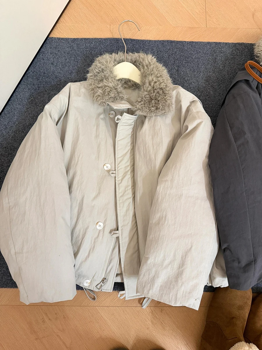 Ele Lamb Fur Collar Spliced Cotton Workwear Women's Autumn Winter Simple Versatile Cotton Jaet Outerwear Warmth
Ele Lamb Fur Collar Spliced Cotton Workwear Women's Autumn Winter Simple Versatile Cotton Jaet Outerwear Warmth