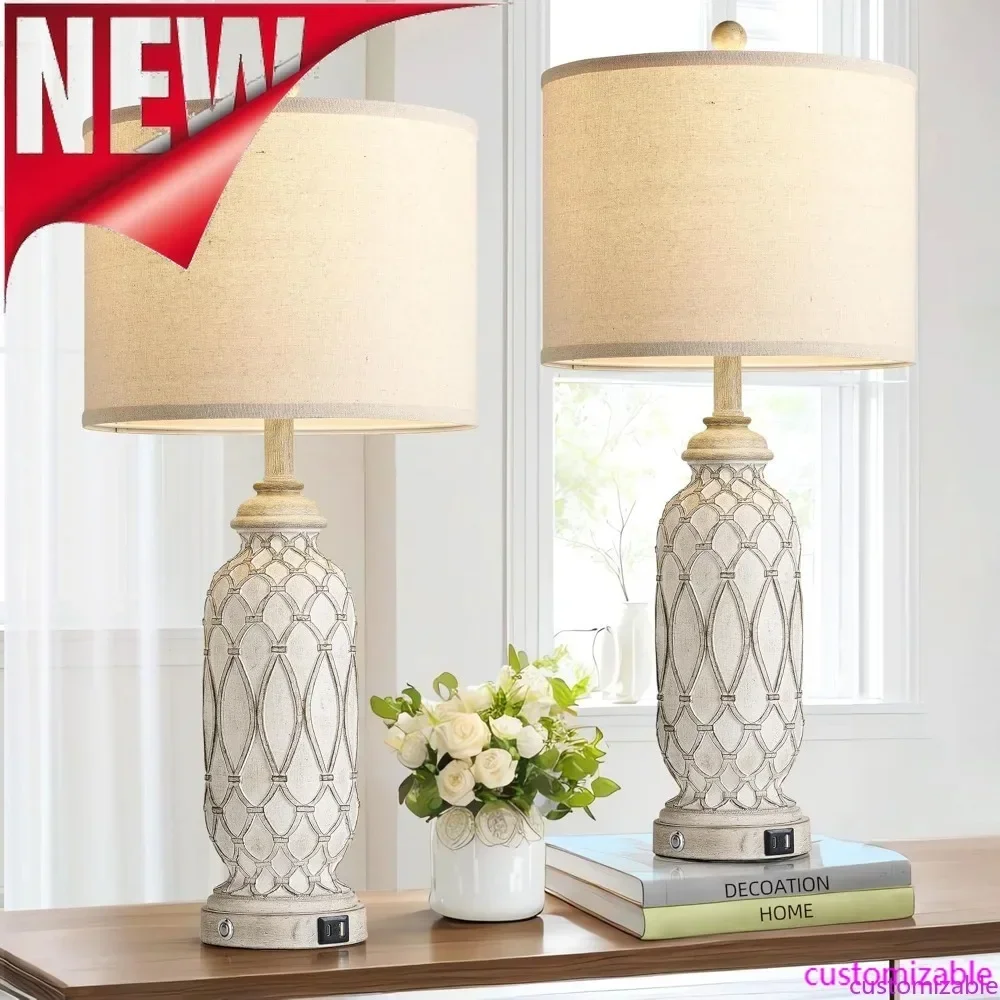 Customizable-Farmhouse Table Lamps For Bedroom Set Of 2, 28" Rustic Bedside Lamp With USB Ports, 3-Way Dimmable Nightstand Table
Customizable-Farmhouse Table Lamps For Bedroom Set Of 2, 28" Rustic Bedside Lamp With USB Ports, 3-Way Dimmable Nightstand Table