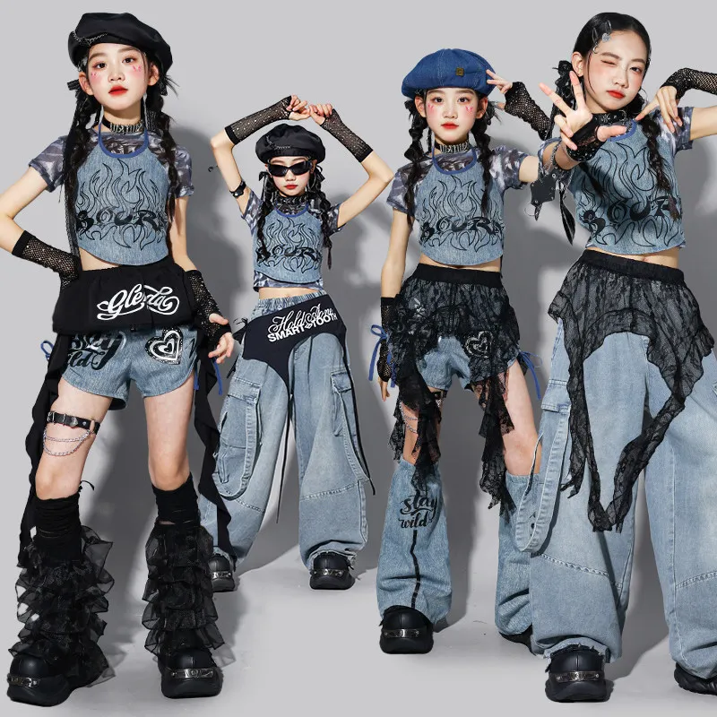 Girls K-pop Flame Denim Crop Vest Cargo Pants Children Street Dance Suit Kids Hip Hop Streetwear Jazz Girl Group Clothes Sets
Girls K-pop Flame Denim Crop Vest Cargo Pants Children Street Dance Suit Kids Hip Hop Streetwear Jazz Girl Group Clothes Sets