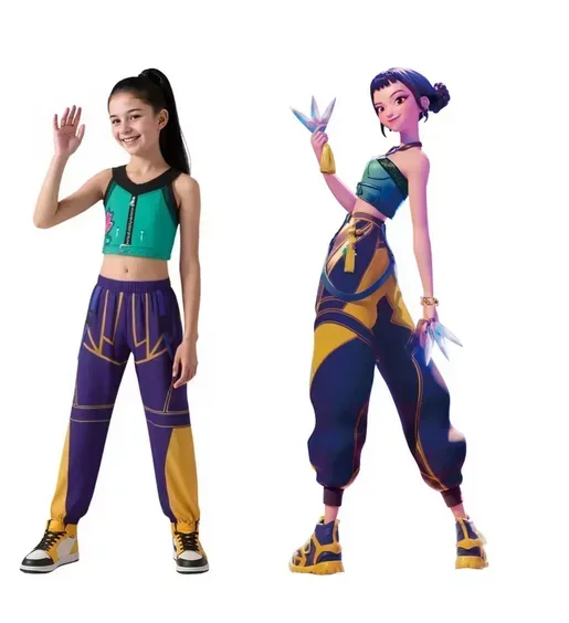 K-Pop Rumi Zoey Mira Demon Hunters Cosplay Costume for Girl Halloween Stage 3D Printed Pattern Role Play Clothes
K-Pop Rumi Zoey Mira Demon Hunters Cosplay Costume for Girl Halloween Stage 3D Printed Pattern Role Play Clothes