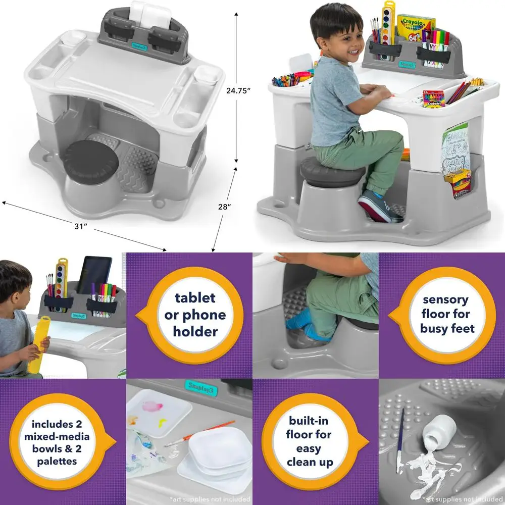 Art Desk and Chair Set with Storage for Kids' Creative Activities
Art Desk and Chair Set with Storage for Kids' Creative Activities
