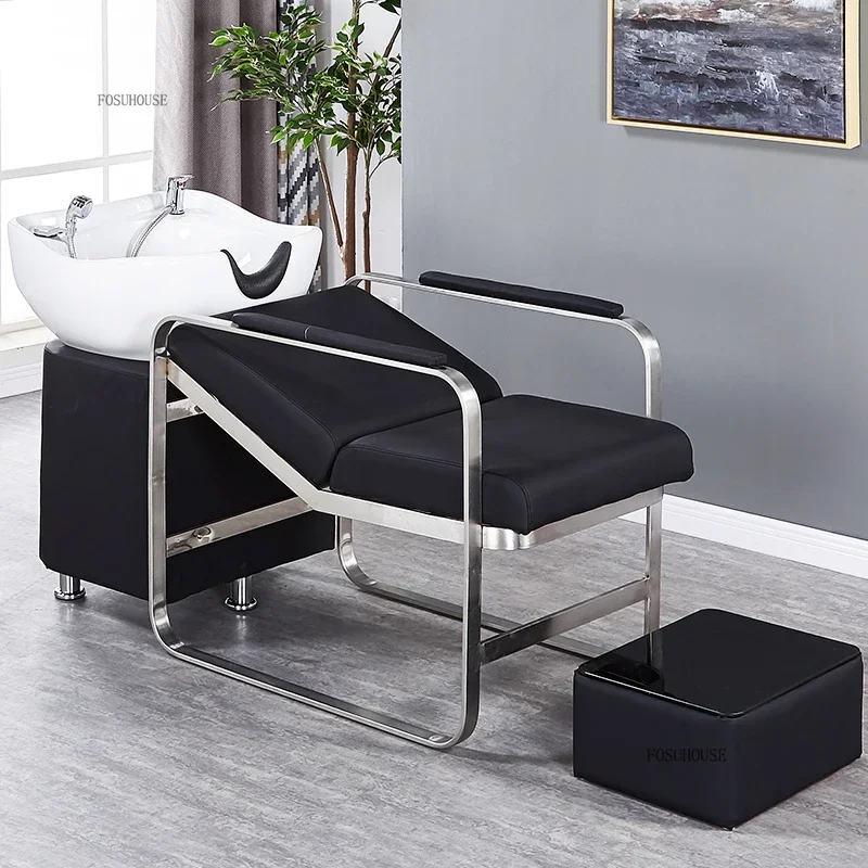 Semi-reclining Shampoo Bed Hair Salon Dedicated Barber Shop Shampoo Chairs Salon Furniture Creative Ceramic Basin Salon Chairs
Semi-reclining Shampoo Bed Hair Salon Dedicated Barber Shop Shampoo Chairs Salon Furniture Creative Ceramic Basin Salon Chairs