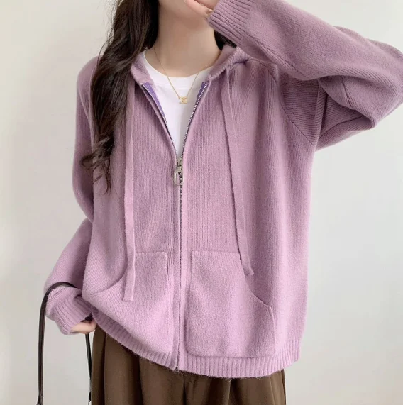 Women Loose Korean Sweater Coats 2026 Autumn Lazy Style Pocket Knitted Hooded Jackets Female Long Sleeve Cardigan Overcoats U216
Women Loose Korean Sweater Coats 2026 Autumn Lazy Style Pocket Knitted Hooded Jackets Female Long Sleeve Cardigan Overcoats U216