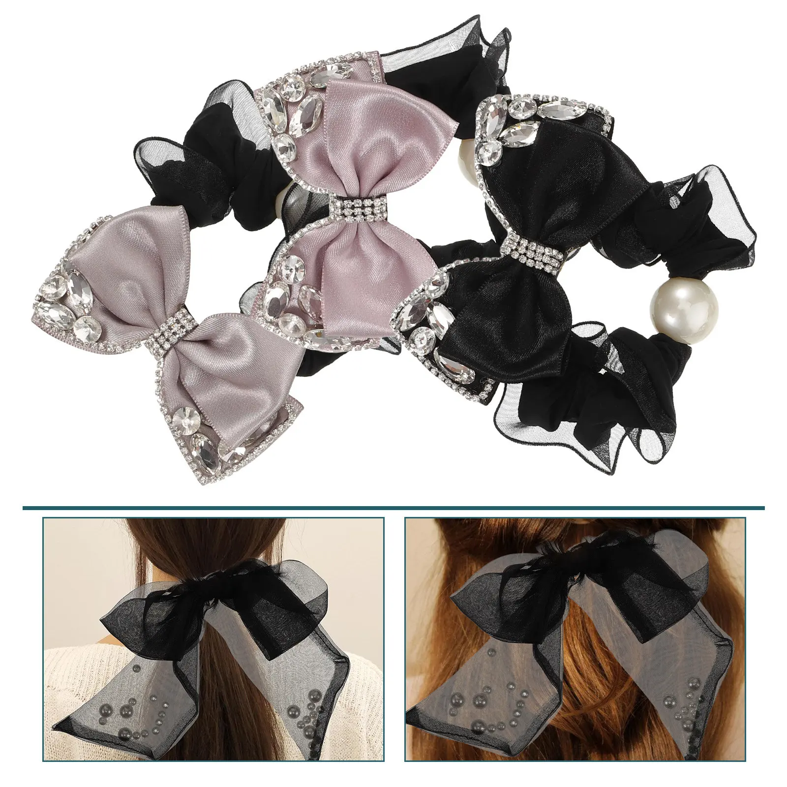 3Pcs Bowknot Hair Ties Satin Ribbon Rhinestone Pearls Elastic Ponytail Holders Girls Women Fashion Hair Accessories
3Pcs Bowknot Hair Ties Satin Ribbon Rhinestone Pearls Elastic Ponytail Holders Girls Women Fashion Hair Accessories