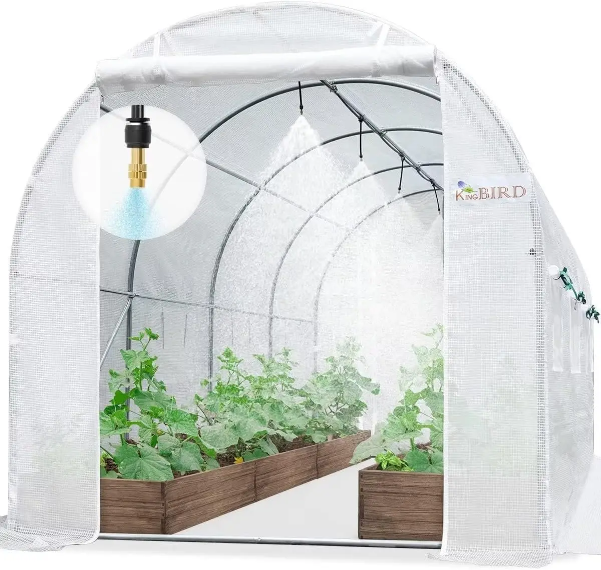 KING BIRD Upgraded 15x6.6x6.6FT Walk-in Greenhouse w/ Watering Kits, Large Outdoor Heavy Duty Galvanized Steel Frame&Zippered
KING BIRD Upgraded 15x6.6x6.6FT Walk-in Greenhouse w/ Watering Kits, Large Outdoor Heavy Duty Galvanized Steel Frame&Zippered