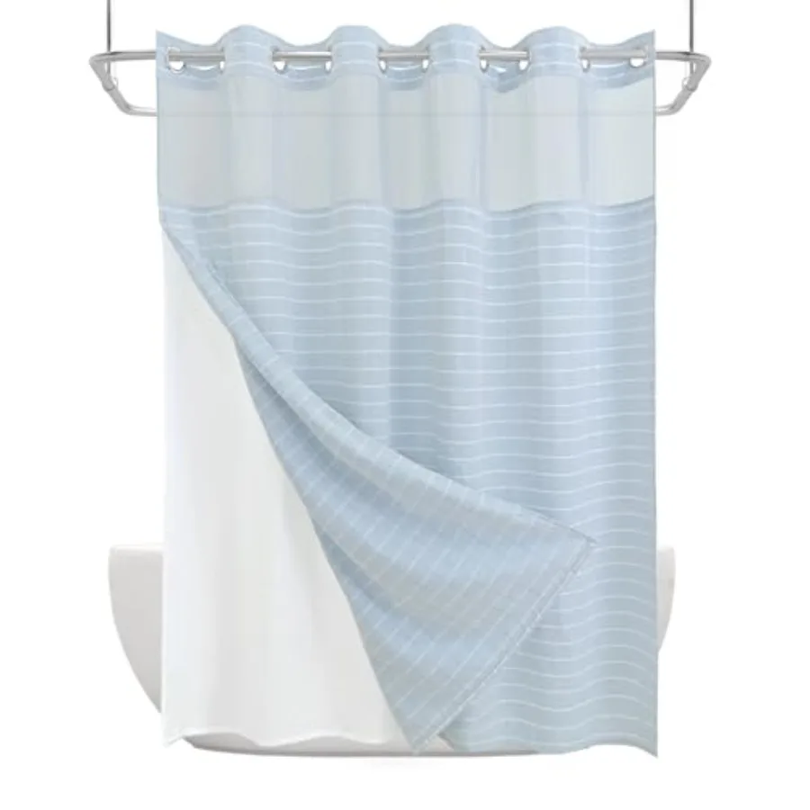 Calm Horizon Series No Hook Shower Curtain, Jacquard with Snap-In Liner, 4 Magnets and Side Suction Cups, Water-Repellent Bath
Calm Horizon Series No Hook Shower Curtain, Jacquard with Snap-In Liner, 4 Magnets and Side Suction Cups, Water-Repellent Bath