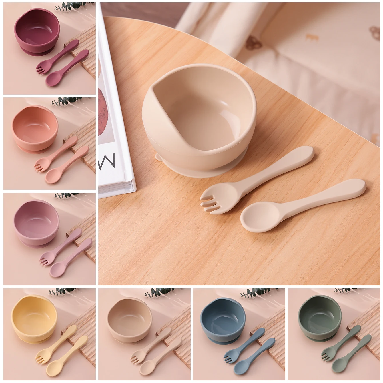 Color Kids 3PCS Silicone Baby Feeding Set Suction Bowl BPA Free Toddler Self Feeding Training Spoon Fork Tableware Gifts
Color Kids 3PCS Silicone Baby Feeding Set Suction Bowl BPA Free Toddler Self Feeding Training Spoon Fork Tableware Gifts