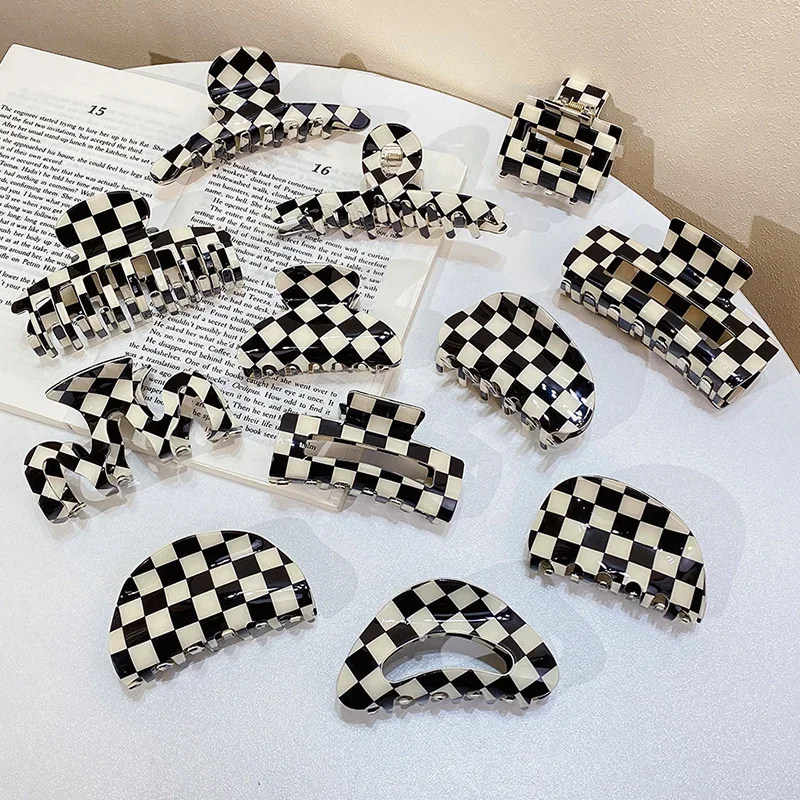Vintage Women Girls Acrylic Checkered Hair Claw Shark Clip Geometric Grid Headband Hair Clips Hairpins Fashion Hair Accessories
Vintage Women Girls Acrylic Checkered Hair Claw Shark Clip Geometric Grid Headband Hair Clips Hairpins Fashion Hair Accessories