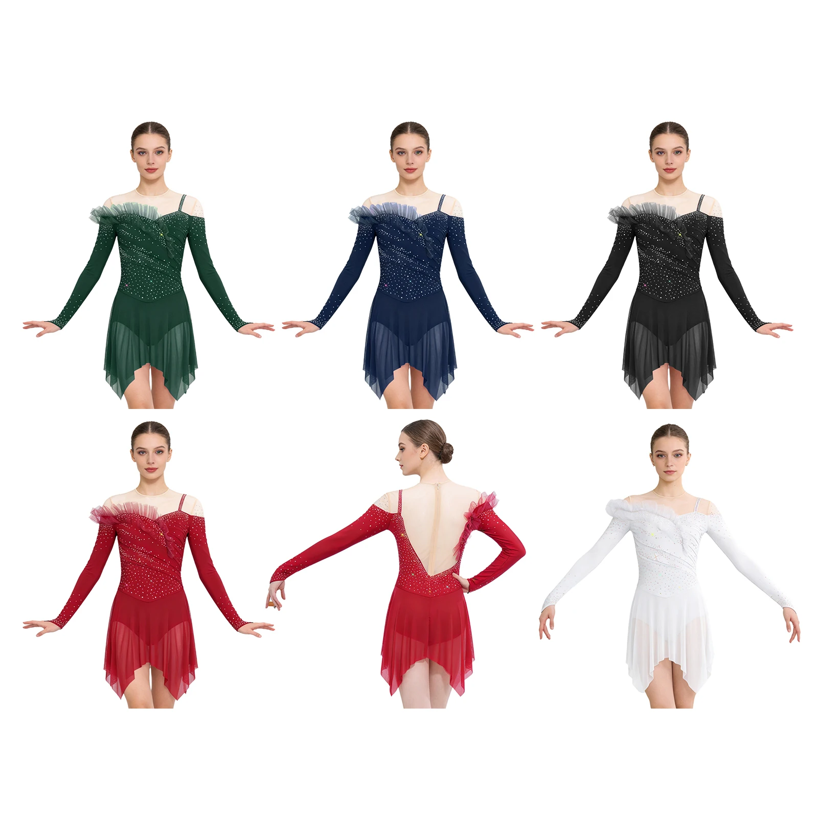 Women Gymnastics Figure Skating Bodysuit Leotard Dress Rhinestones Ruffled Tulle Ruched Gymnastics Acrobatics Ballet Dance Dress
Women Gymnastics Figure Skating Bodysuit Leotard Dress Rhinestones Ruffled Tulle Ruched Gymnastics Acrobatics Ballet Dance Dress