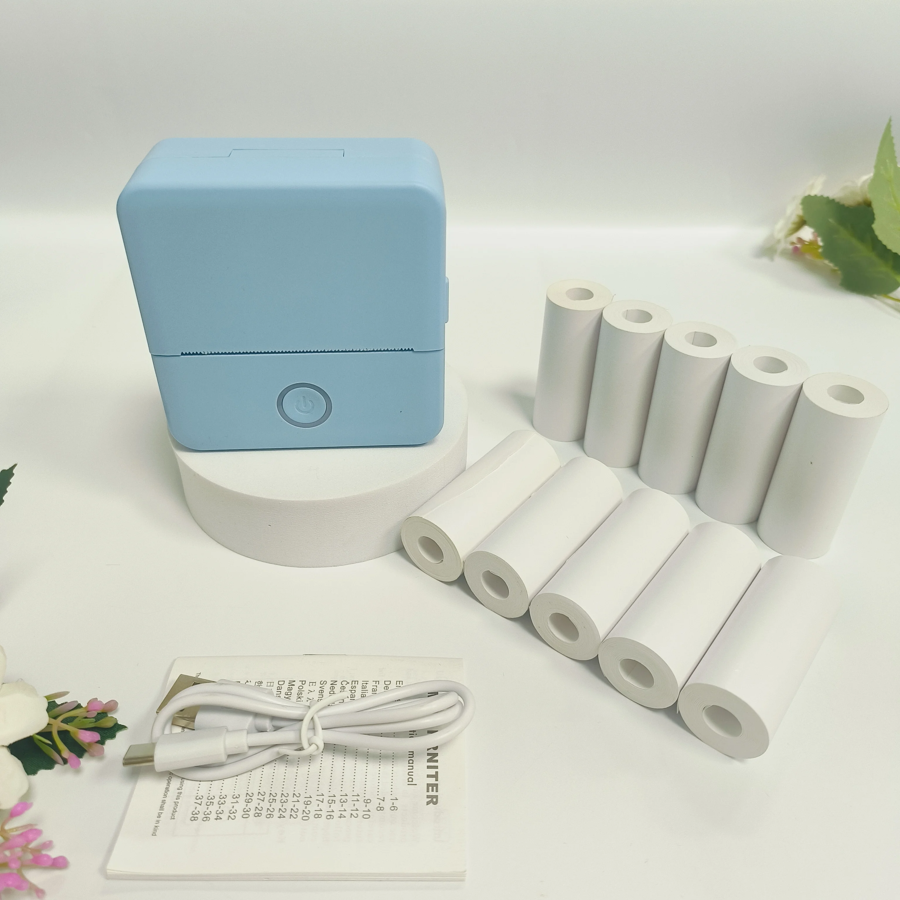 Portable Desktop Wireless Label & Photo Printer, 10 Rolls Thermal Paper, Ink-Free Multi-Function Printer for Pictures/Photos/Lab