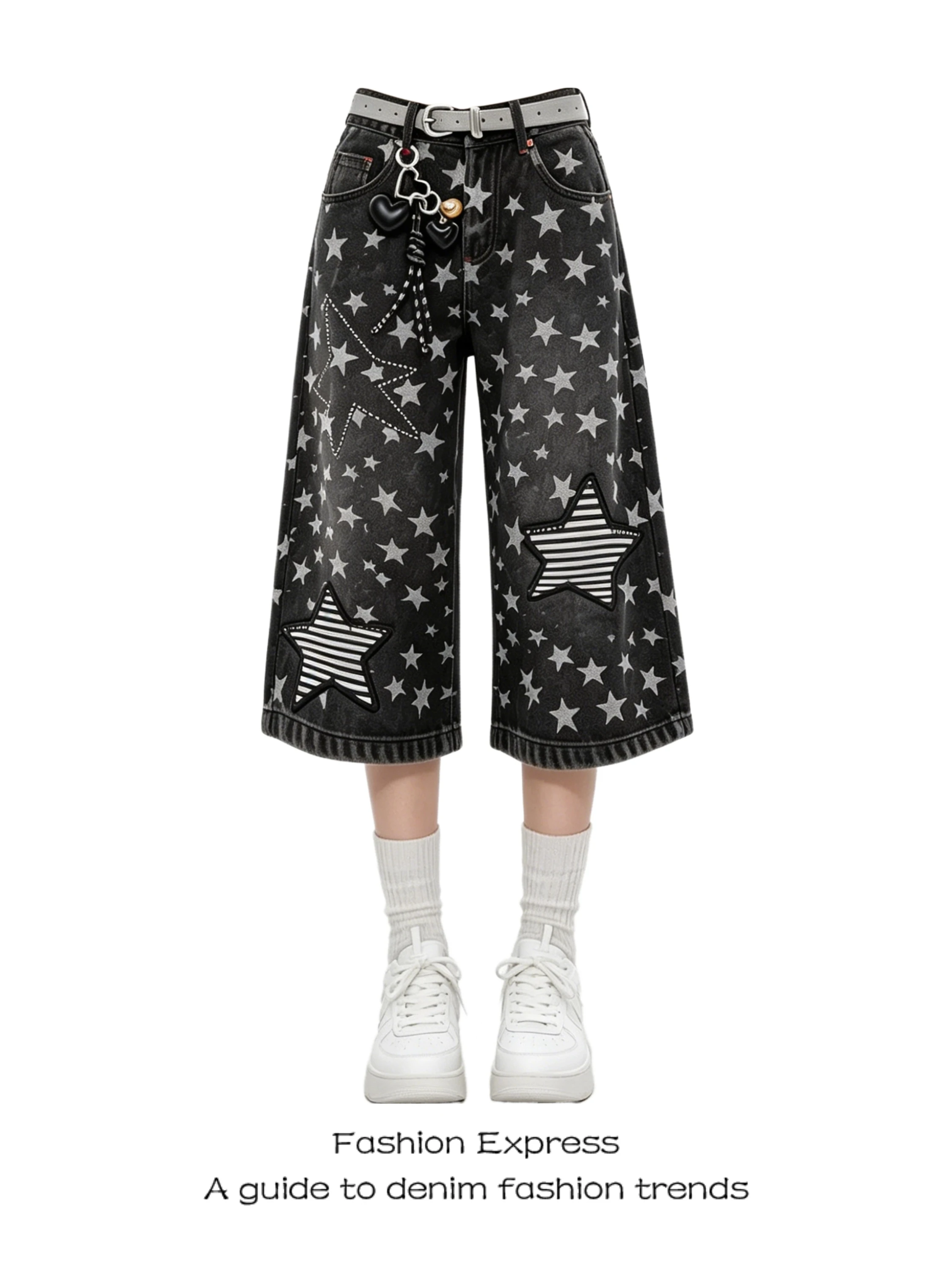 American Retro Star Print Wide Leg Jeans High Waist Trousers for Women Summer Commute Wear Comfortable Loose Fit Denim Pants
American Retro Star Print Wide Leg Jeans High Waist Trousers for Women Summer Commute Wear Comfortable Loose Fit Denim Pants