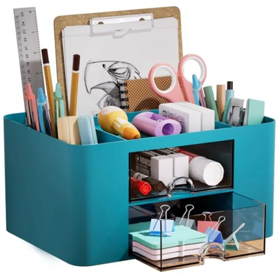 Pen Organizer with 2 Drawer, Multi-Functional Pencil Holder for Desk, Desk Organizers and Accessories with 5 Compartments + Dra
Pen Organizer with 2 Drawer, Multi-Functional Pencil Holder for Desk, Desk Organizers and Accessories with 5 Compartments + Dra