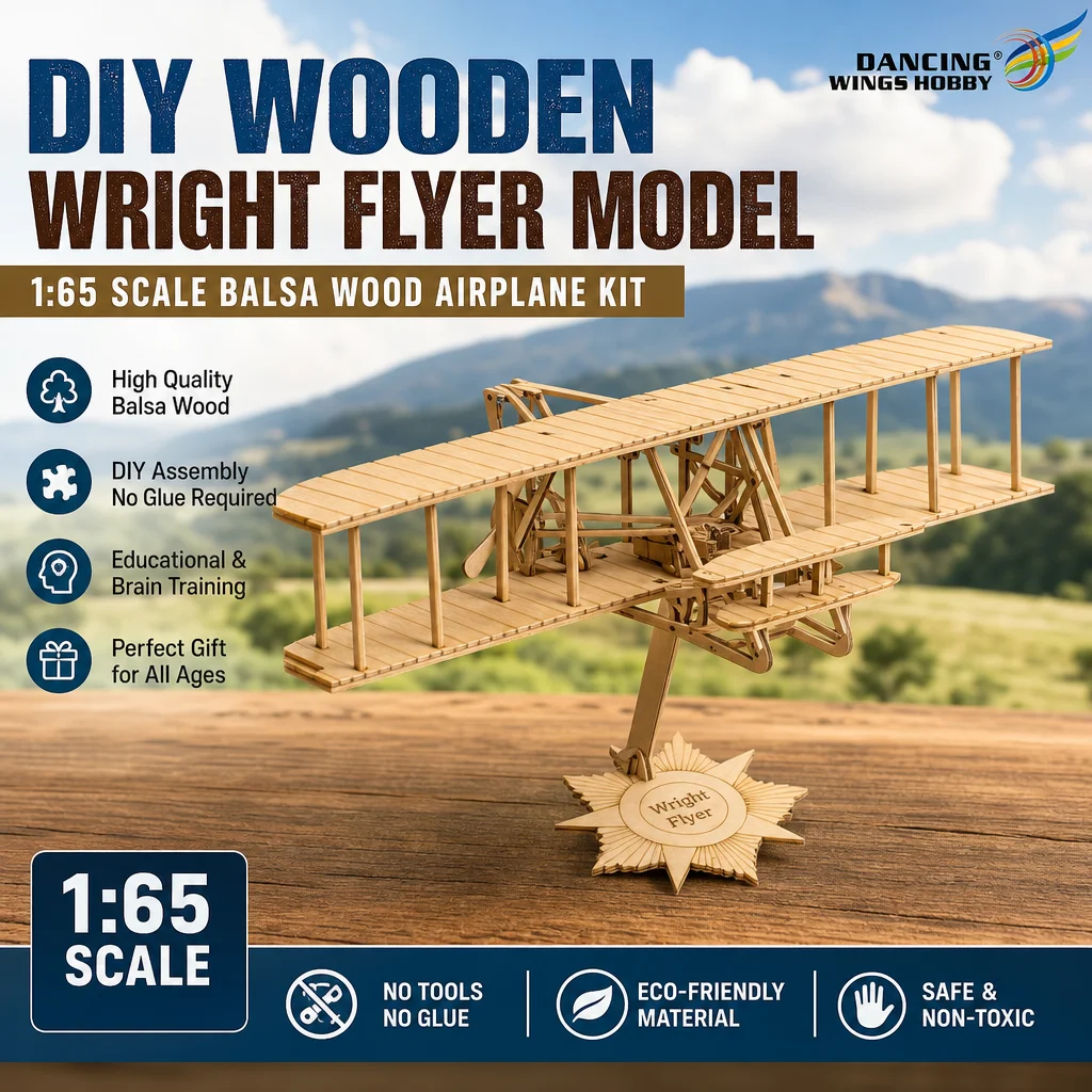 DW Hobby VC09 Wright Flyer 1:65 Balsa Kit – 9in 1903 Static Model 3D Wooden Puzzle
DW Hobby VC09 Wright Flyer 1:65 Balsa Kit – 9in 1903 Static Model 3D Wooden Puzzle
