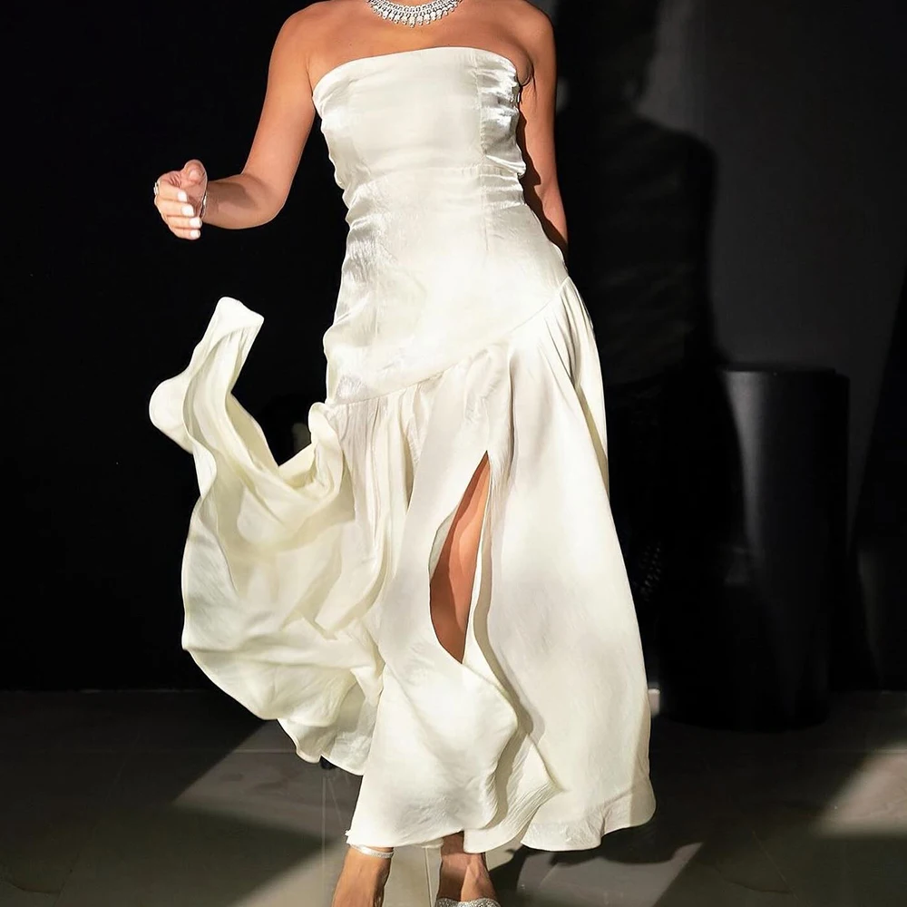 Customized Jersey A-Line Evening Dress Side Slit Strapless Lace Up Back Floor Length Sleeveless Solid Color Vestidos de fiesta
Customized Jersey A-Line Evening Dress Side Slit Strapless Lace Up Back Floor Length Sleeveless Solid Color Vestidos de fiesta
