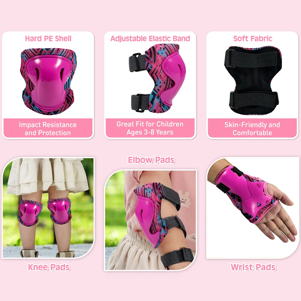 Наколенники и налокотники 6 в 1, комплект защитного снаряжения с защитой запястья для скейтбординга, катания на роликовых коньках, велосипедного скутера 
Наколенники и налокотники 6 в 1, комплект защитного снаряжения с защитой запястья для скейтбординга, катания на роликовых коньках, велосипедного скутера