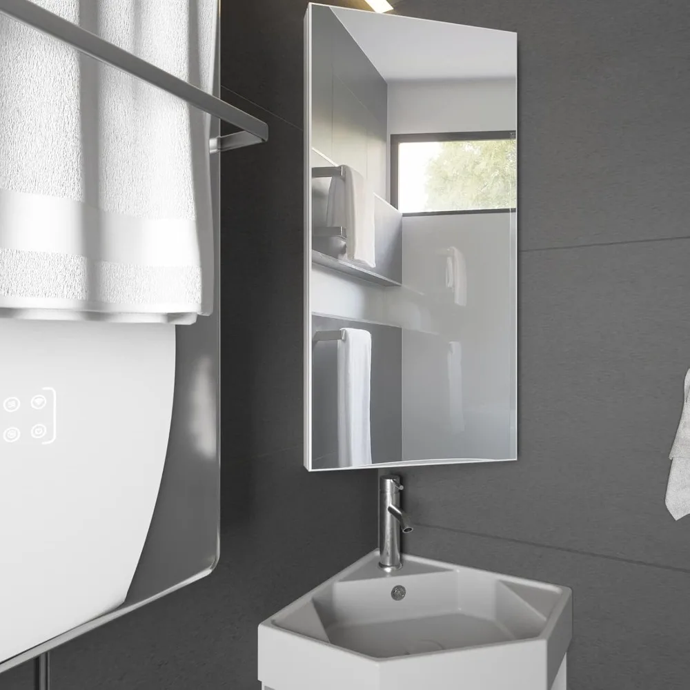 24" Bathroom Medicine Cabinet W/Mirror, Single Door Bathroom White Wall Mount Mirror Cabinet, Hanging Triple Shel Storage Cabine
24" Bathroom Medicine Cabinet W/Mirror, Single Door Bathroom White Wall Mount Mirror Cabinet, Hanging Triple Shel Storage Cabine