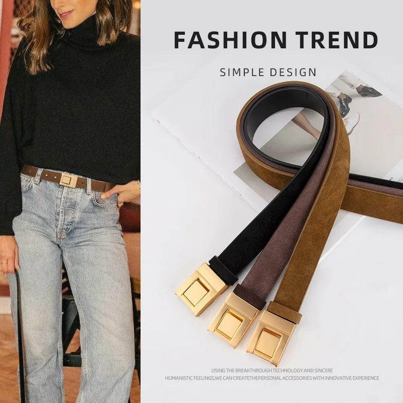 Square buckle fashion vintage ladies leather belt nubuck simple and versatile trim jeans belt
Square buckle fashion vintage ladies leather belt nubuck simple and versatile trim jeans belt