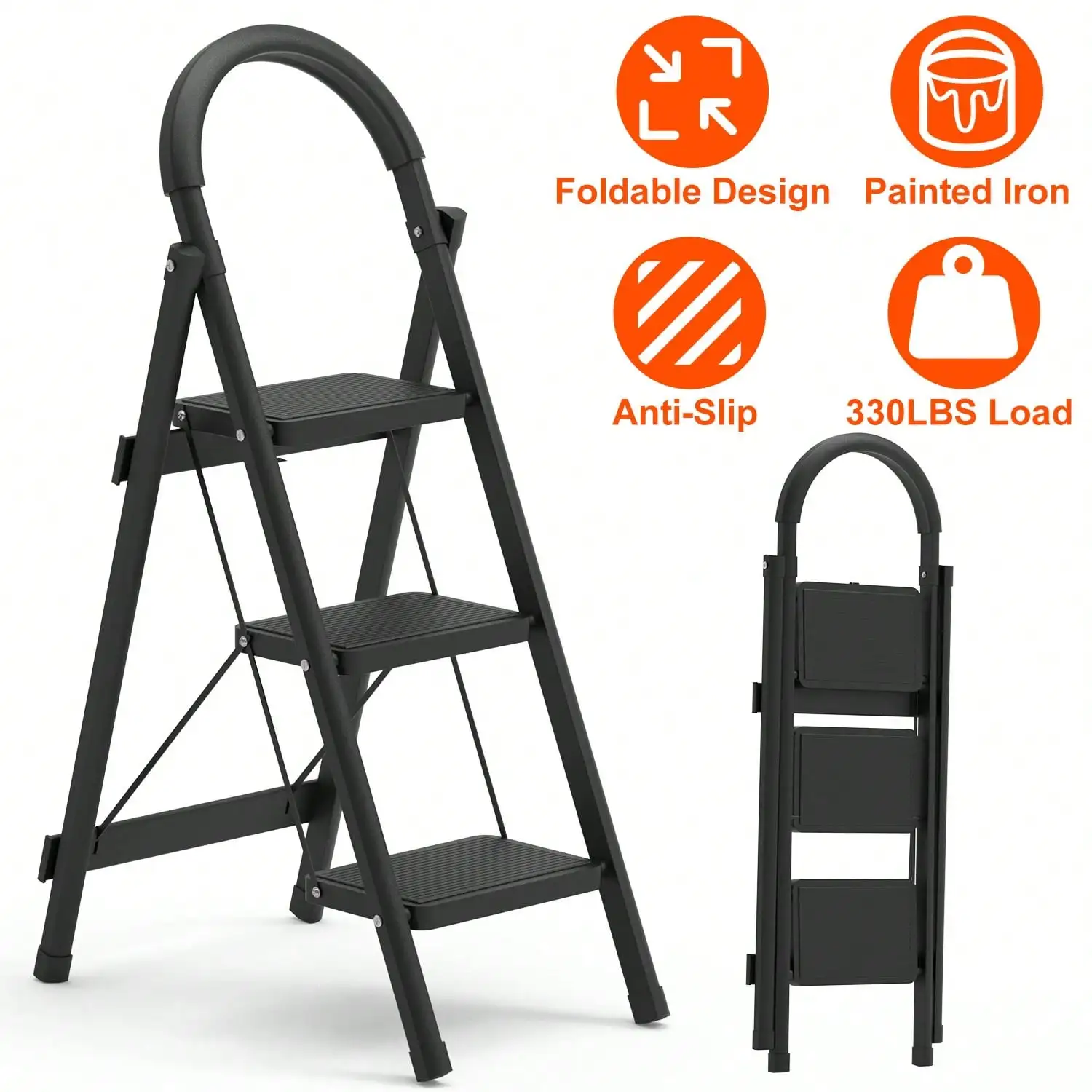 3-Step Foldable Ladder With Wide Anti-Slip Pedal Safety Locking Design Soft Handgrip Portable Lightweight Folding Step Stool 330
3-Step Foldable Ladder With Wide Anti-Slip Pedal Safety Locking Design Soft Handgrip Portable Lightweight Folding Step Stool 330