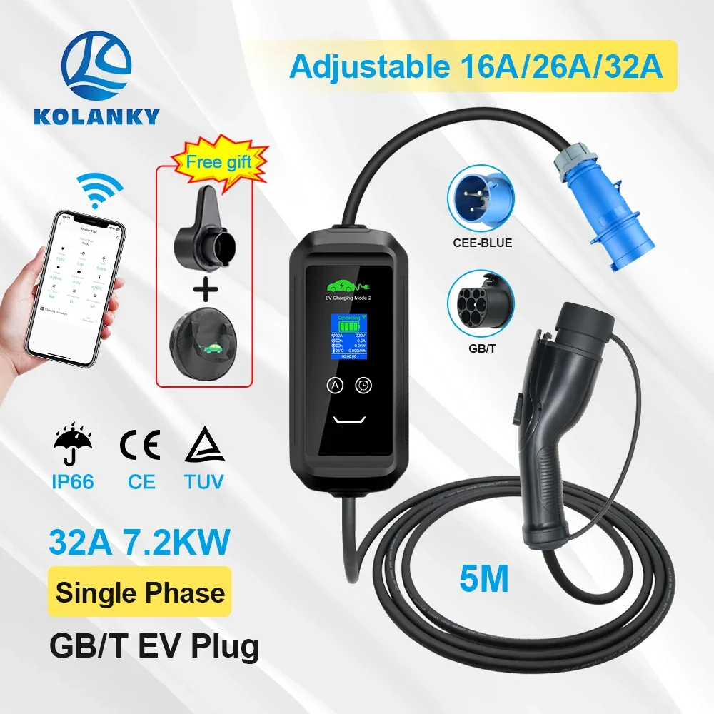 Mobile EV Charger 32A 7.2KW GBT Standard Plug Tuya App Version Wifi Set Charging Time For Chinese Eletric Vehicle Hybrid Cars
Mobile EV Charger 32A 7.2KW GBT Standard Plug Tuya App Version Wifi Set Charging Time For Chinese Eletric Vehicle Hybrid Cars