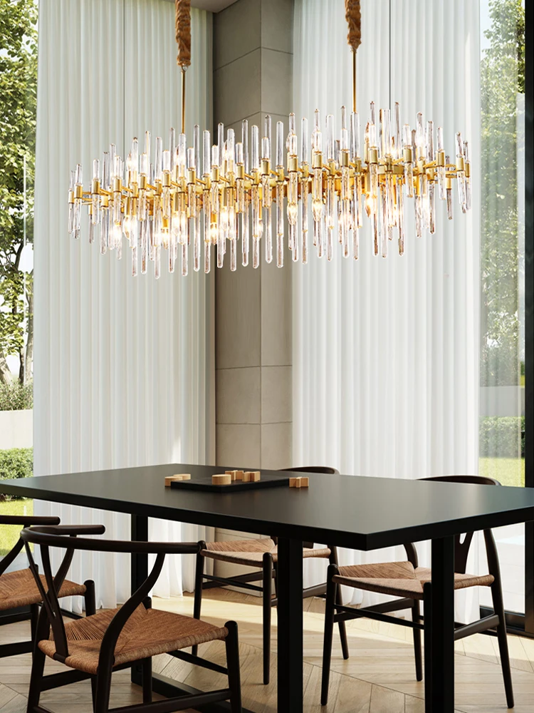European Luxury Cottage Clear Crystal Chandeliers Pendant Table Lighting for Dining Room Brass Hanging Lamp Restaurant Lustre
European Luxury Cottage Clear Crystal Chandeliers Pendant Table Lighting for Dining Room Brass Hanging Lamp Restaurant Lustre