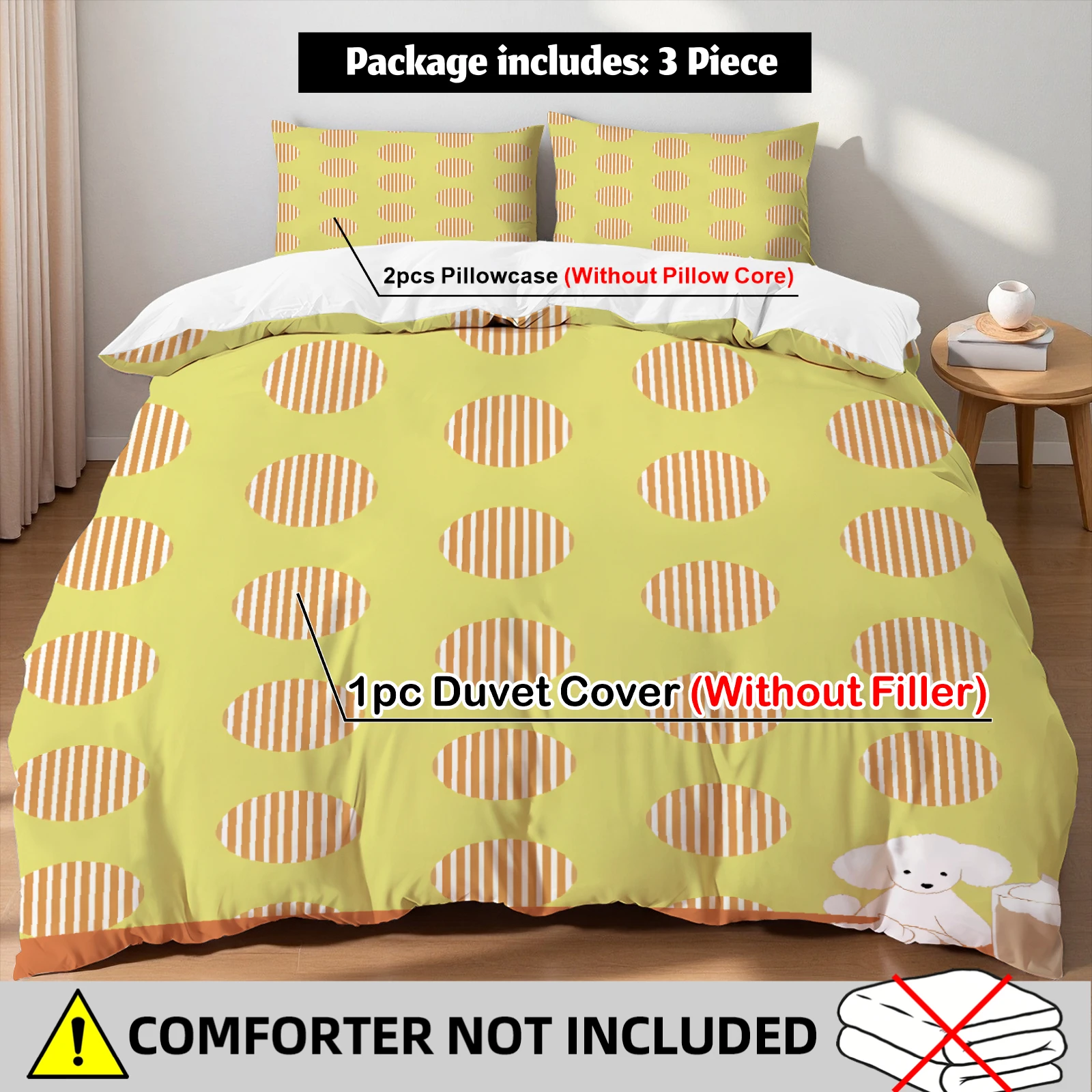 Cute Striped Dot Puppy Duvet Cover Set 2 Pillowcases Yellow Orange Minimalist Bedroom Decor Gift For Pet Lovers Twin Queen King
Cute Striped Dot Puppy Duvet Cover Set 2 Pillowcases Yellow Orange Minimalist Bedroom Decor Gift For Pet Lovers Twin Queen King