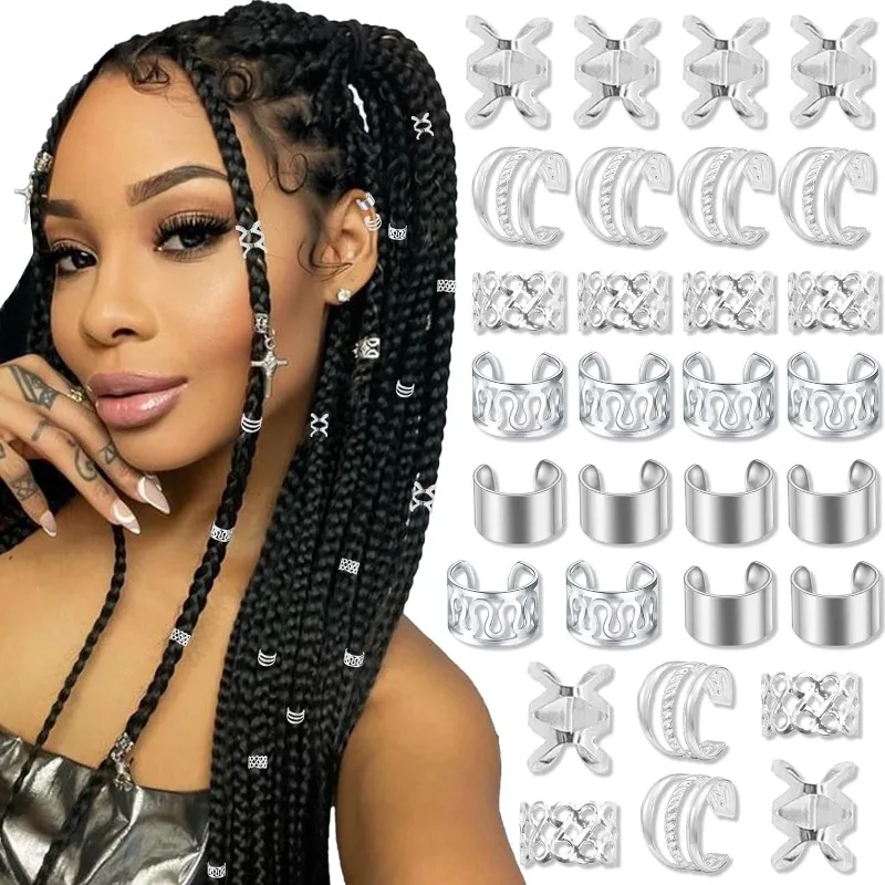 50Pcs Gold Silver Hollow Dreadlock Rings Non Slip Durable Metal Hair Cuffs Easy Install for Braids Loc Extensions Women Set
50Pcs Gold Silver Hollow Dreadlock Rings Non Slip Durable Metal Hair Cuffs Easy Install for Braids Loc Extensions Women Set