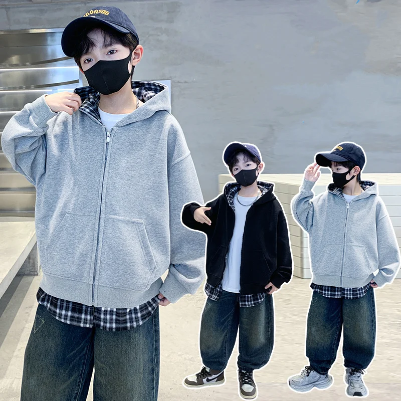 Casual Kids Autumn Clothes Jacket with Hoodie Outfit Spring Children Clothing for Boys Hooded Coat with Plaid Bottoms Age 5-14 Y
Casual Kids Autumn Clothes Jacket with Hoodie Outfit Spring Children Clothing for Boys Hooded Coat with Plaid Bottoms Age 5-14 Y