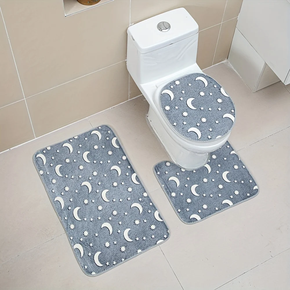 3 Piece Non-Slip Bathroom Rug and Mat Set Glowing Bathroom Rug for Bathroom with U-Shaped Contour Rug Toilet Seat Dark Grey Moon
3 Piece Non-Slip Bathroom Rug and Mat Set Glowing Bathroom Rug for Bathroom with U-Shaped Contour Rug Toilet Seat Dark Grey Moon