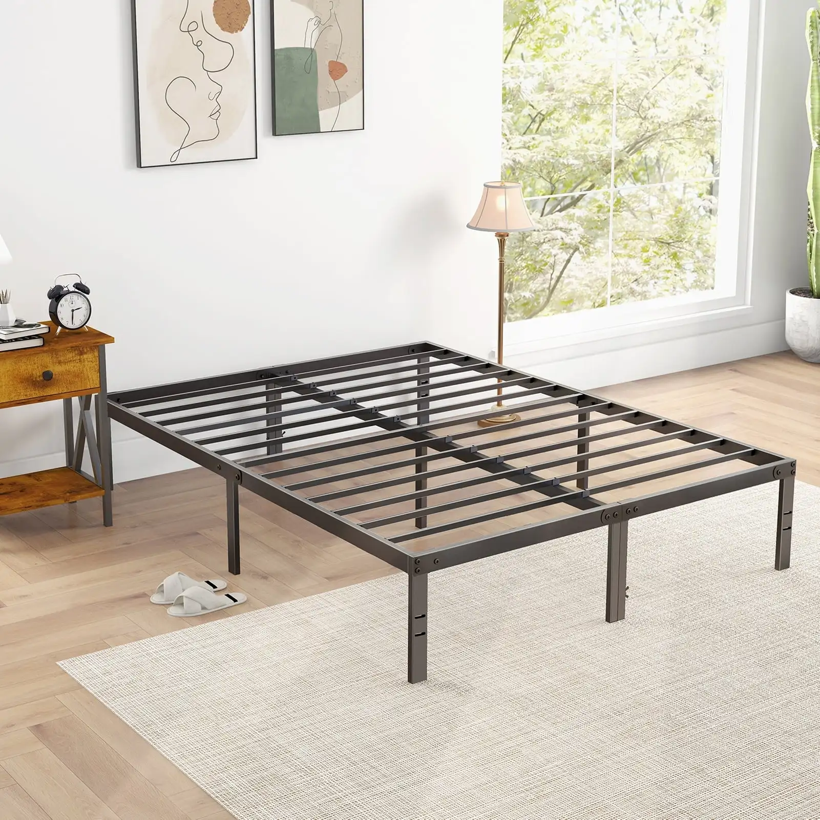 Queen Platform Bed Frame with Ample Storage Space, Sturdy Steel Slat Support, Heavy-Duty Construction, 14-Inch Height
Queen Platform Bed Frame with Ample Storage Space, Sturdy Steel Slat Support, Heavy-Duty Construction, 14-Inch Height