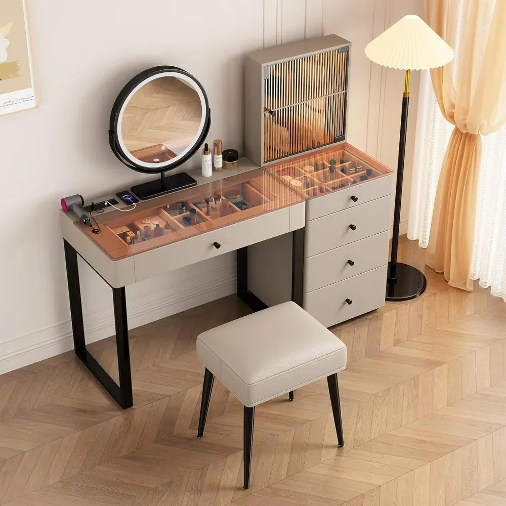 #For Vanity Table Set, Premium Solid Wood Vanity Desk with Multi-Plug Outlet, HD Smart Mirror, Side Drawers for Various Sized Ob
#For Vanity Table Set, Premium Solid Wood Vanity Desk with Multi-Plug Outlet, HD Smart Mirror, Side Drawers for Various Sized Ob