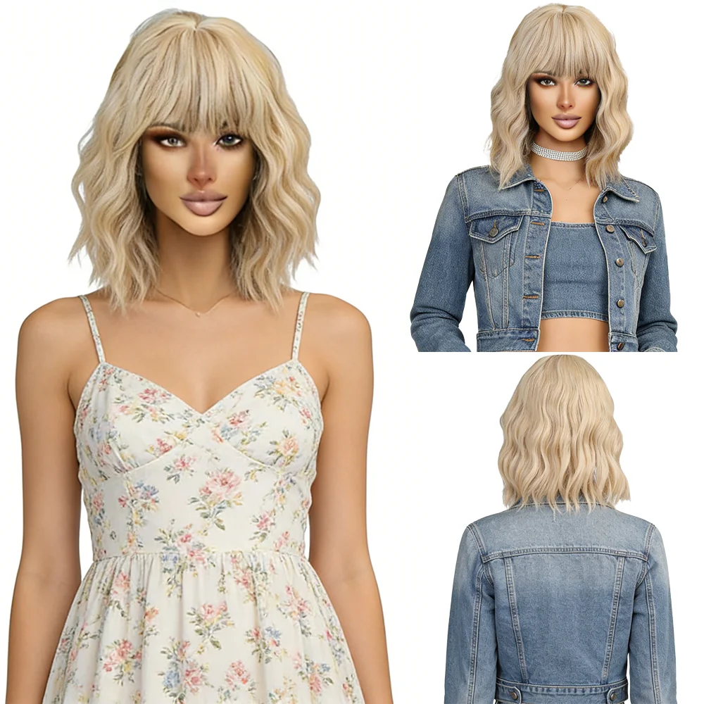 Platinum Blonde Short Wavy Bob Wig With Bangs For Women Shoulder Length Heat Resistant Synthetic Hair Daily Party Halloween
Platinum Blonde Short Wavy Bob Wig With Bangs For Women Shoulder Length Heat Resistant Synthetic Hair Daily Party Halloween