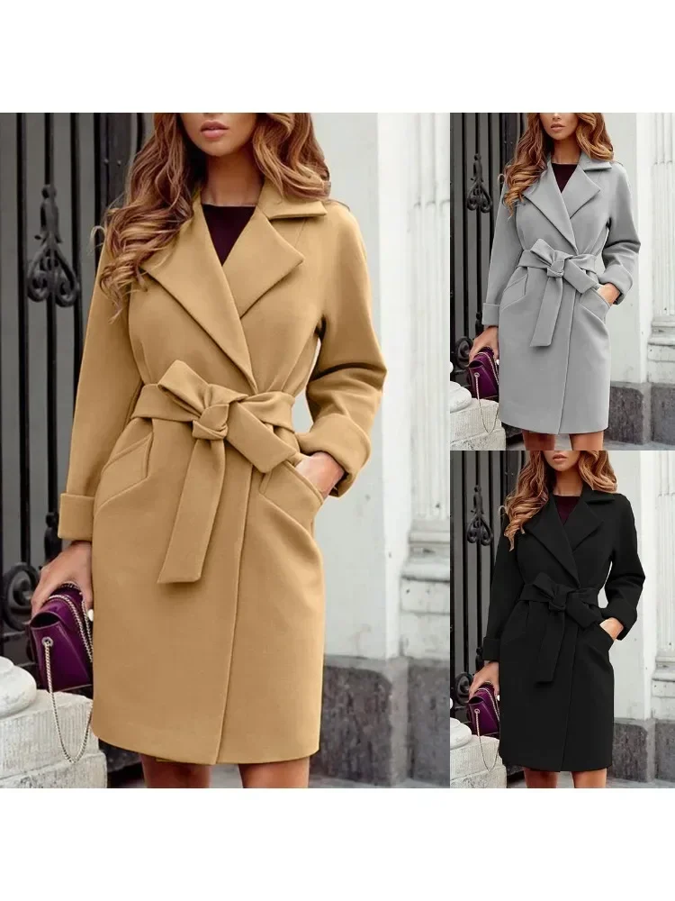 Women's S-2XL Size New Fashion Slim Fit Waist Belt Flip Collar Woolen Coat trench coat trench coat for women
Women's S-2XL Size New Fashion Slim Fit Waist Belt Flip Collar Woolen Coat trench coat trench coat for women