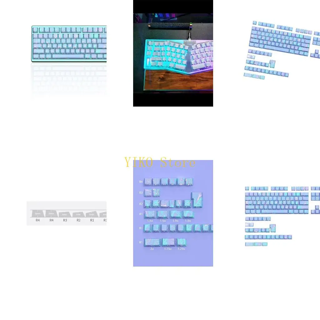 K32C 136PCS Keycap Set Side Engraving PBT Backlight Keycaps Translucent For Mechancial Keyboard Enhances Night Typing