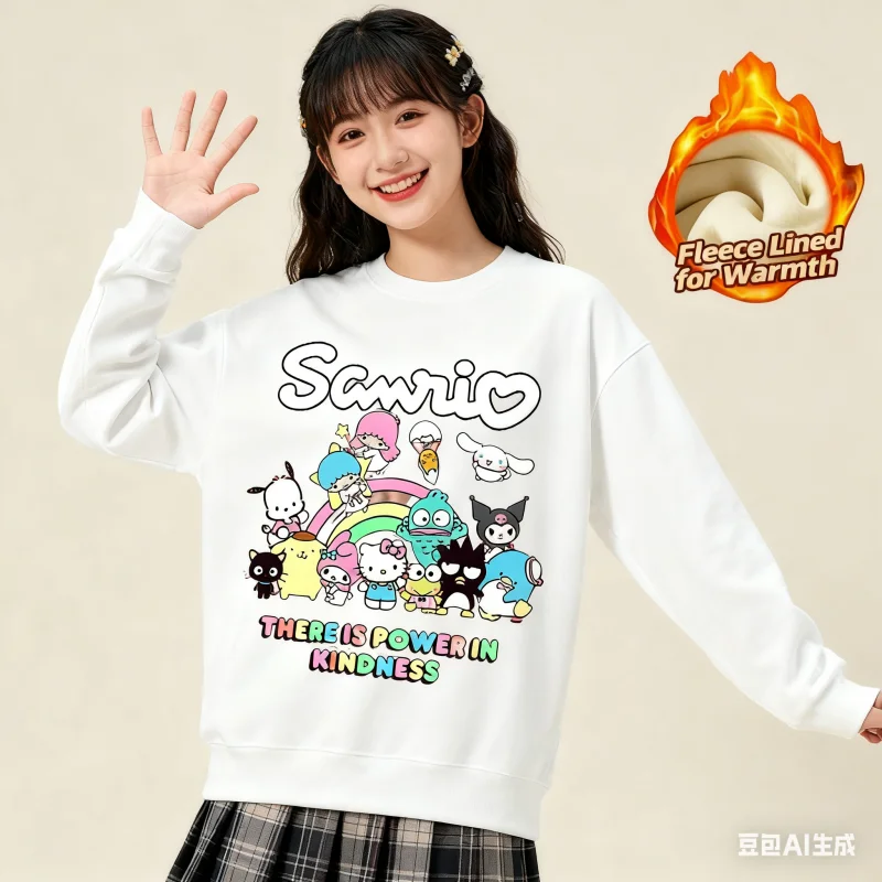 Топ с длинными рукавами и круглым вырезом с принтом серии Sanrio 2025, милая и теплая футболка с круглым вырезом и длинными рукавами на флисовой подкладке, 100% хлопок
Топ с длинными рукавами и круглым вырезом с принтом серии Sanrio 2025, милая и теплая футболка с круглым вырезом и длинными рукавами на флисовой подкладке, 100% хлопок