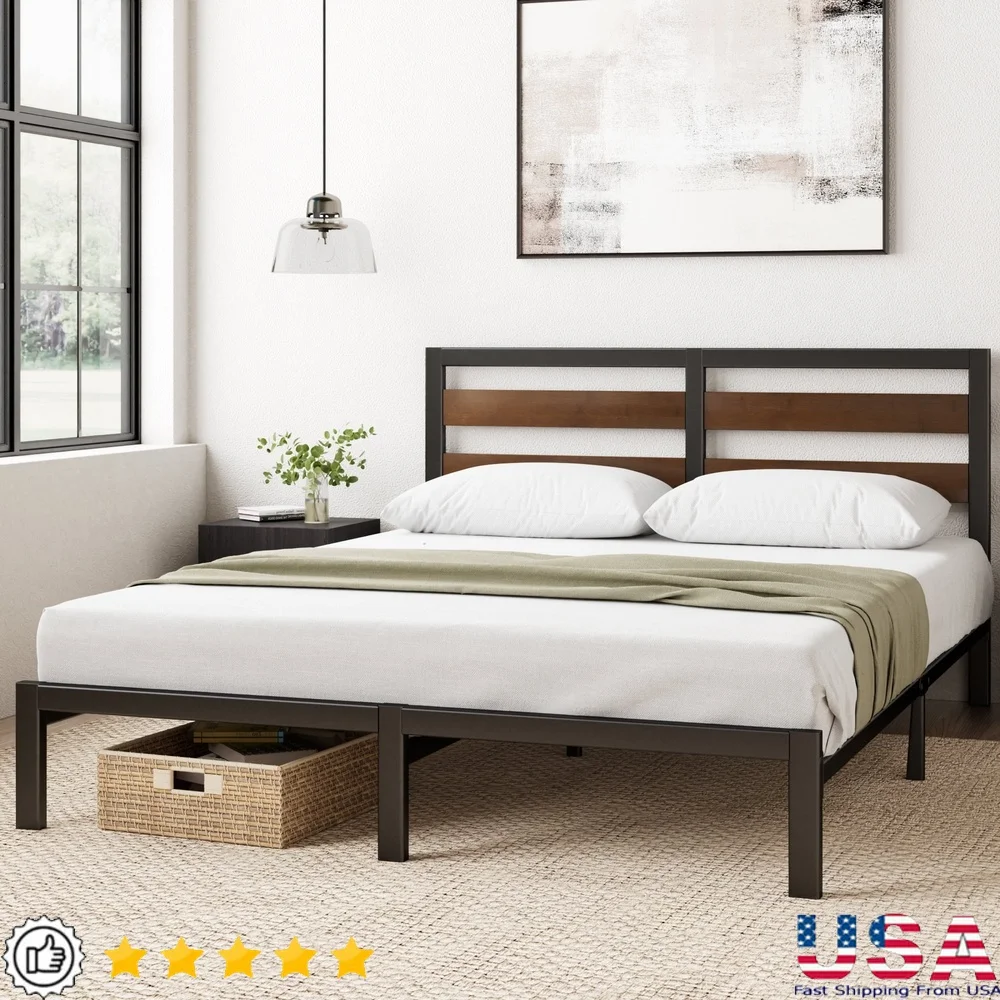 Queen Bamboo Metal Platform Bed Frame with Headboard Low Profile Durability Easy Assembly Sturdy Steel Frame Modern Design Adult
Queen Bamboo Metal Platform Bed Frame with Headboard Low Profile Durability Easy Assembly Sturdy Steel Frame Modern Design Adult