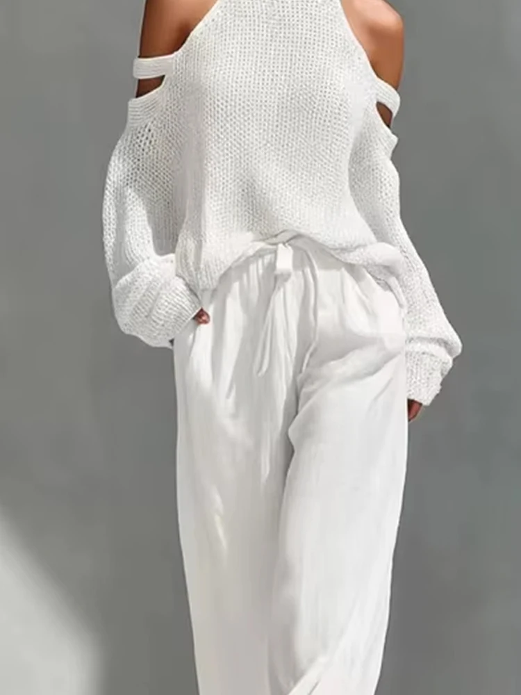 Casual Turtleneck Cold Shoulder Knit Suit Women's Elegant Drawstring Solid Loose 2 Piece Set Fashion Pocket Loose Sweater Outfit
Casual Turtleneck Cold Shoulder Knit Suit Women's Elegant Drawstring Solid Loose 2 Piece Set Fashion Pocket Loose Sweater Outfit