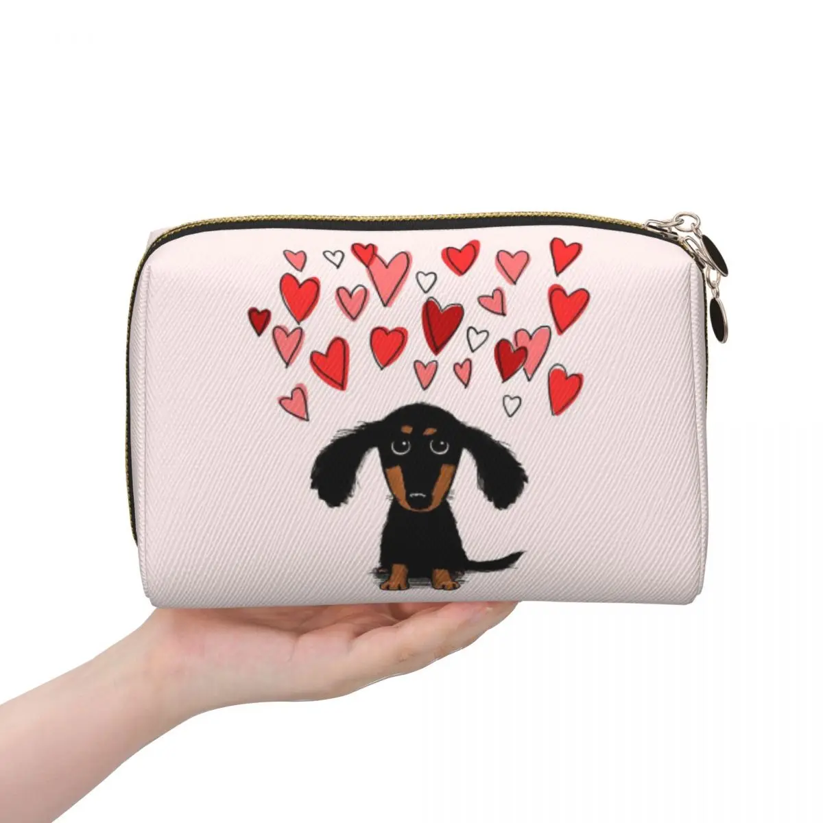 Милая такса, щенок, собака с сердечками Валентина, женские косметички, дорожный органайзер для макияжа, сумка для хранения туалетных принадлежностей, Dopp Kit Box
Милая такса, щенок, собака с сердечками Валентина, женские косметички, дорожный органайзер для макияжа, сумка для хранения туалетных принадлежностей, Dopp Kit Box