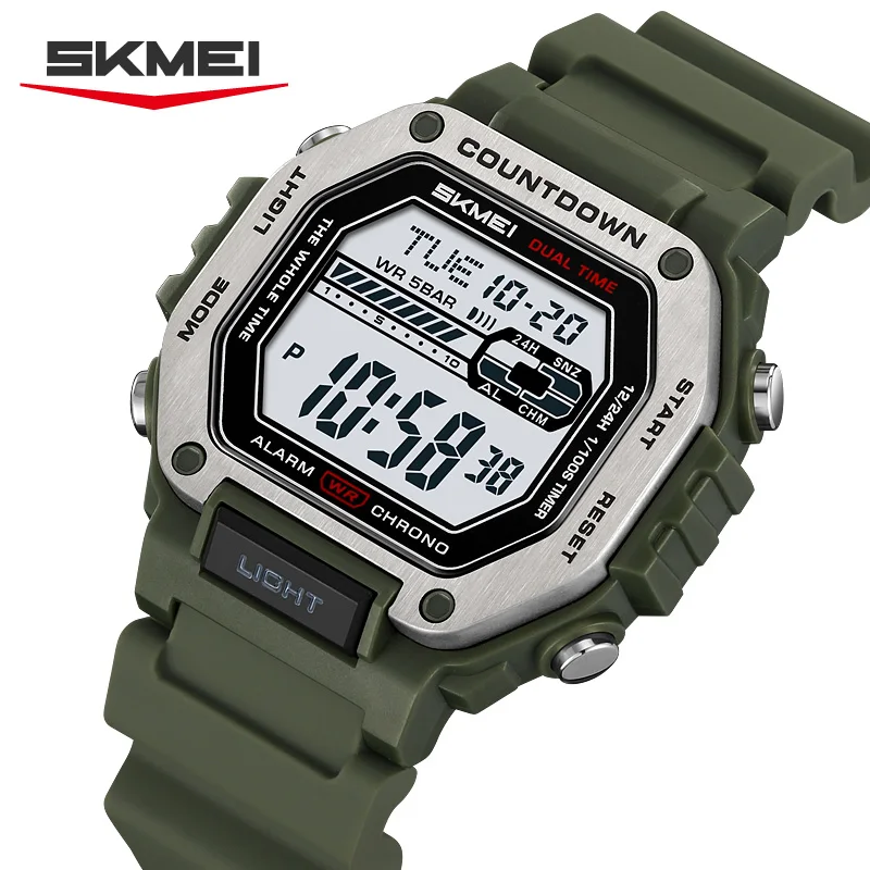 SKMEI спортивный будильник цифровые часы для мужчин женщин водонепроницаемые электронные часы с датой Chrono военные наручные часы Reloj Hombre
SKMEI спортивный будильник цифровые часы для мужчин женщин водонепроницаемые электронные часы с датой Chrono военные наручные часы Reloj Hombre