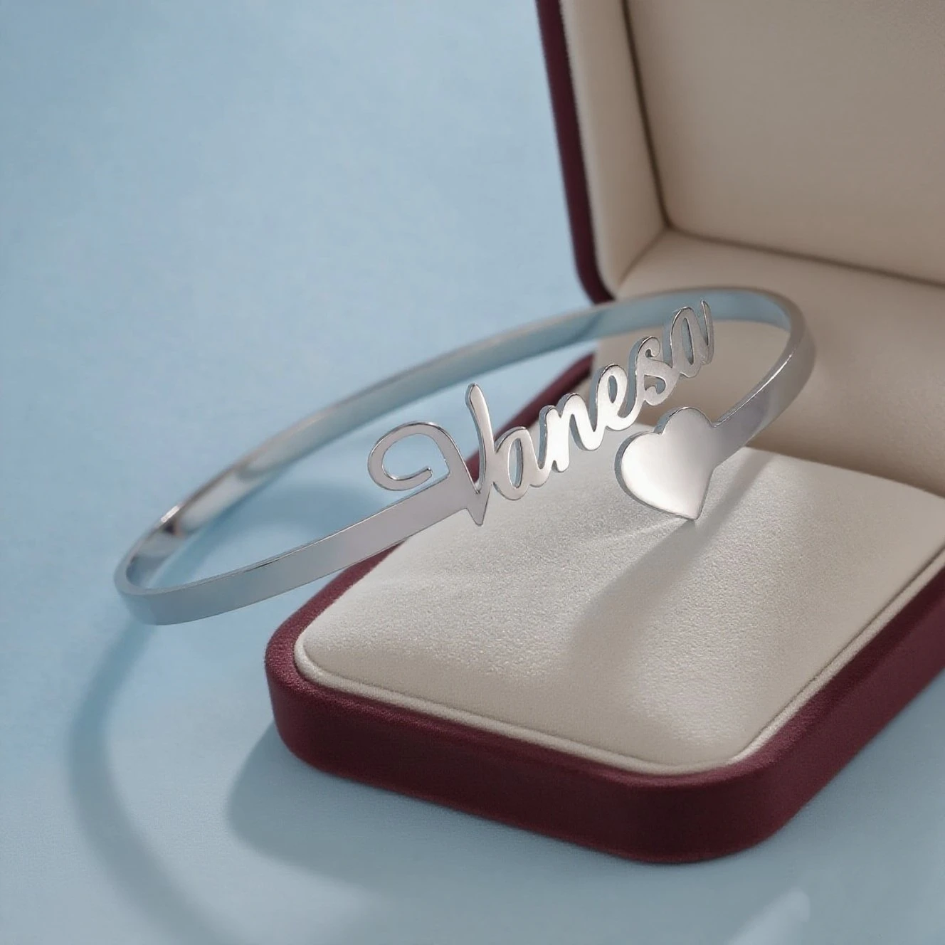 Personalized Custom Name Bracelet With Heart Adjustable Stainless Steel Open Love Bangle Jewelry Gift For Lover
Personalized Custom Name Bracelet With Heart Adjustable Stainless Steel Open Love Bangle Jewelry Gift For Lover