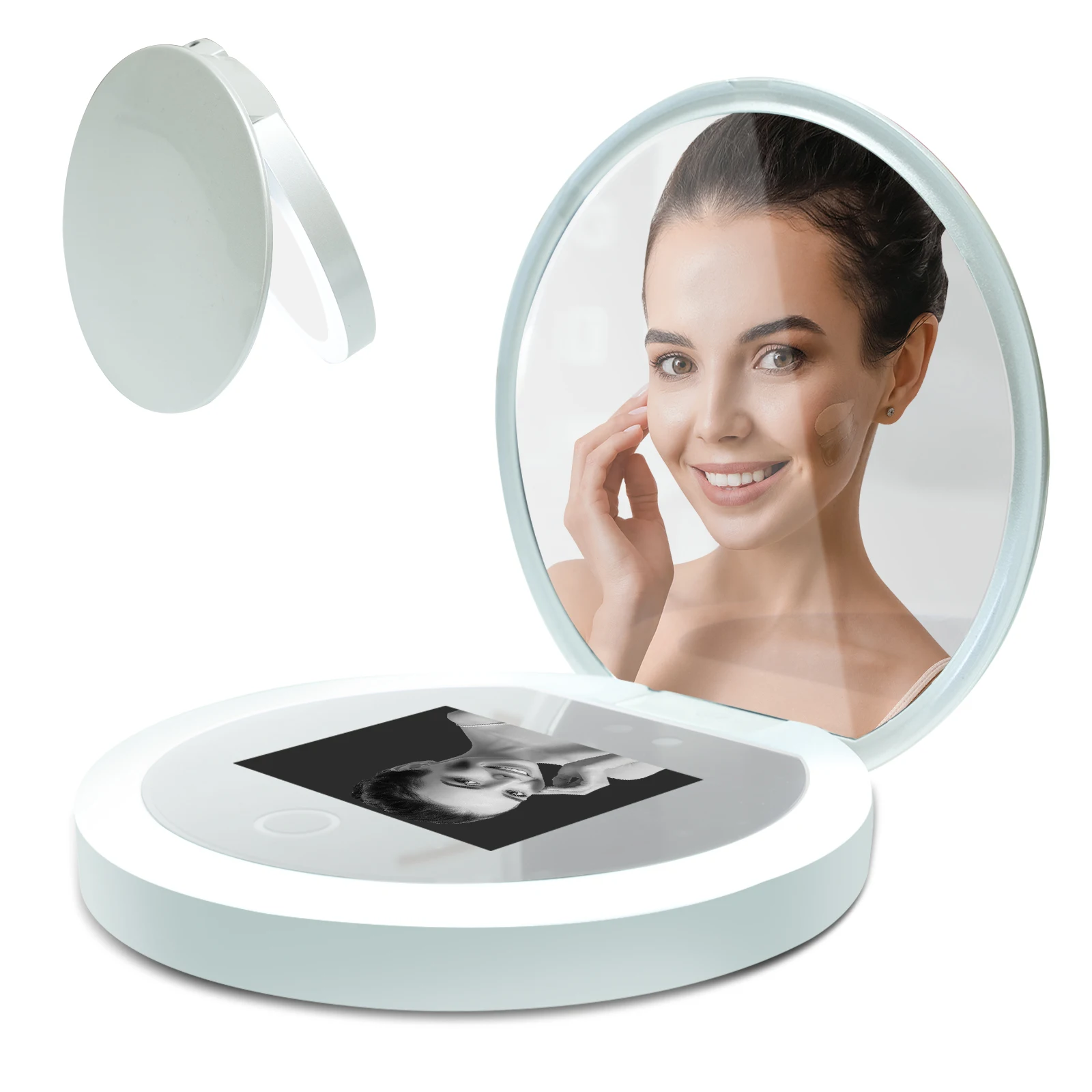 2024 Newest smart sunscreen UV Mirror Makeup vanity led pocket mirror with UV Camera
2024 Newest smart sunscreen UV Mirror Makeup vanity led pocket mirror with UV Camera