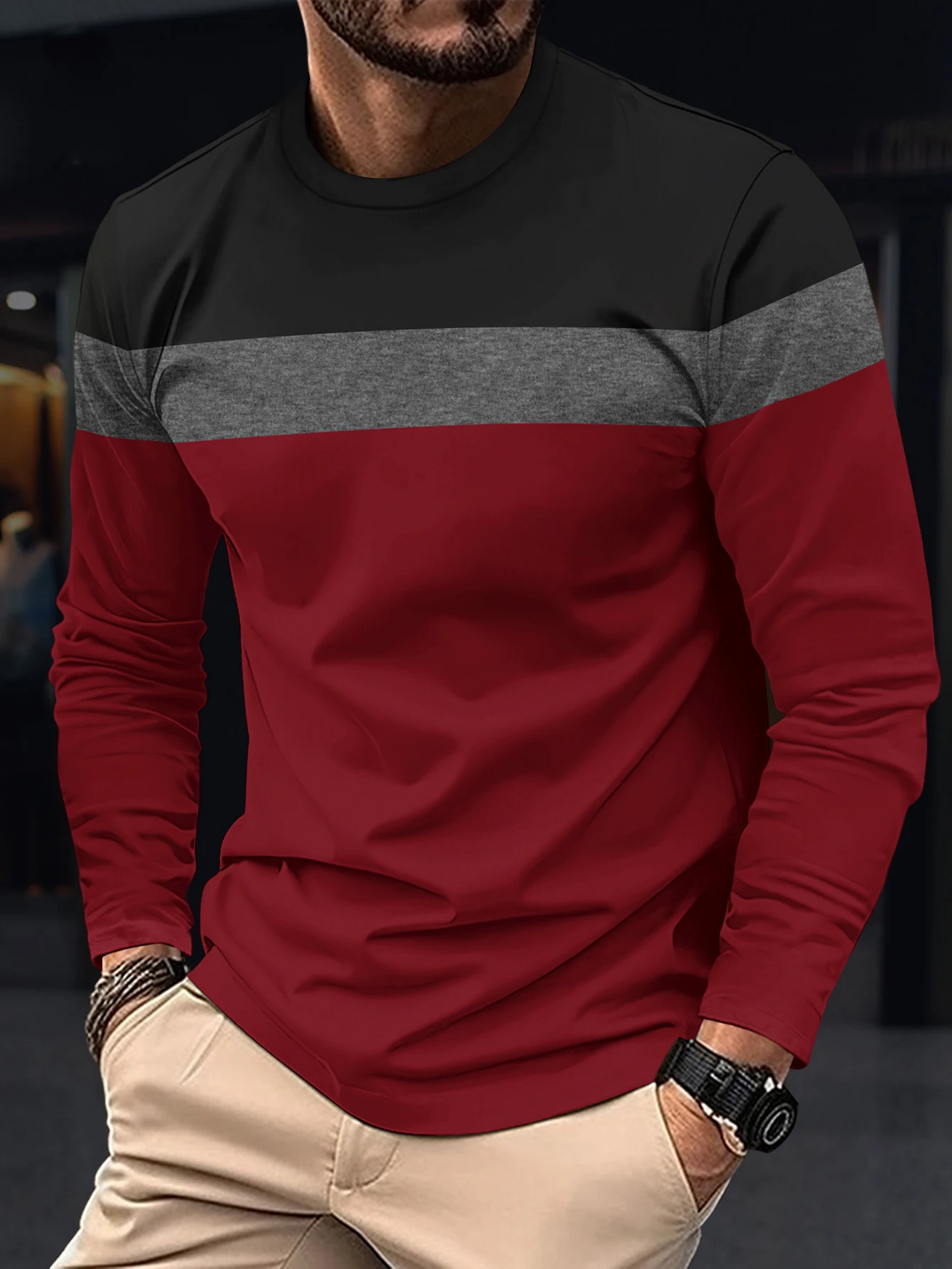 Spring Autumn Fashion Men's Long Sleeve Round Neck Splicing T-shirt Business Anti Wrinkle Street Wear Casual Sport Top Male
Spring Autumn Fashion Men's Long Sleeve Round Neck Splicing T-shirt Business Anti Wrinkle Street Wear Casual Sport Top Male