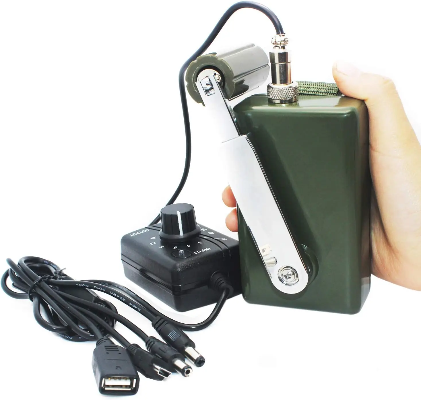 Hand Crank Generator High Power Charger for Outdoor Mobile Phone Computer Charging 30W / 0-28V with USB Plug (Green Generator
Hand Crank Generator High Power Charger for Outdoor Mobile Phone Computer Charging 30W / 0-28V with USB Plug (Green Generator