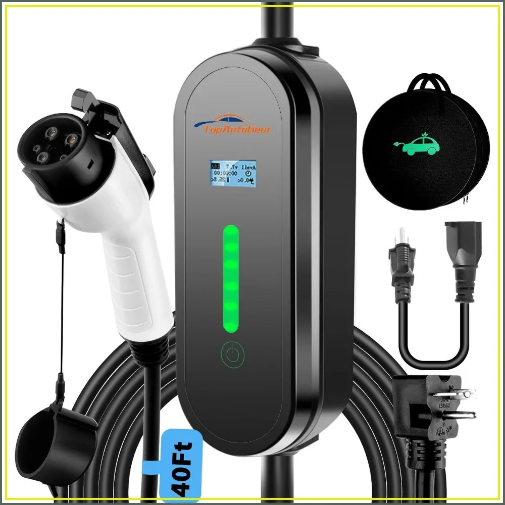 Portable EV Charger Level 1 & 2, 110V-240V, 8-16A Adjustable, NEMA 6-20 Plug with 5-15 Adapter, 40ft, Emergency Backup Travel Cable, Compatible with All J1772 EVs
Portable EV Charger Level 1 & 2, 110V-240V, 8-16A Adjustable, NEMA 6-20 Plug with 5-15 Adapter, 40ft, Emergency Backup Travel Cable, Compatible with All J1772 EVs