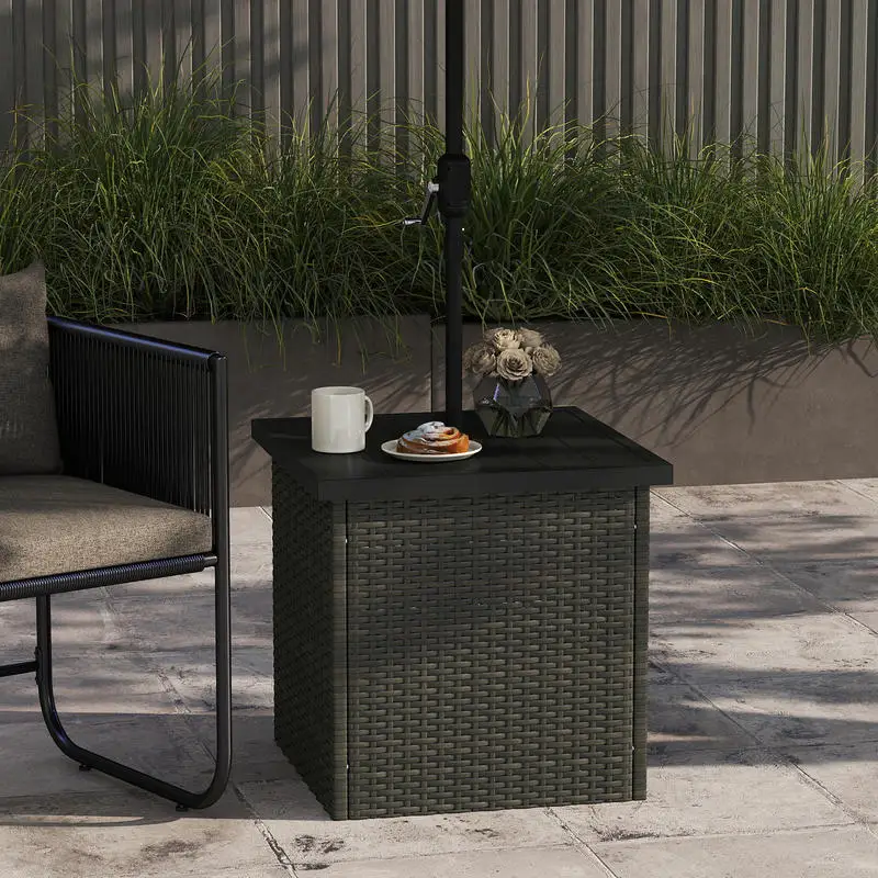 Outsunny Wicker Side Table with 1.5" Umbrella Hole, Square Outdoor End Table with UV-Resistant Frame, Storage Space, Mixed-Brown
Outsunny Wicker Side Table with 1.5" Umbrella Hole, Square Outdoor End Table with UV-Resistant Frame, Storage Space, Mixed-Brown